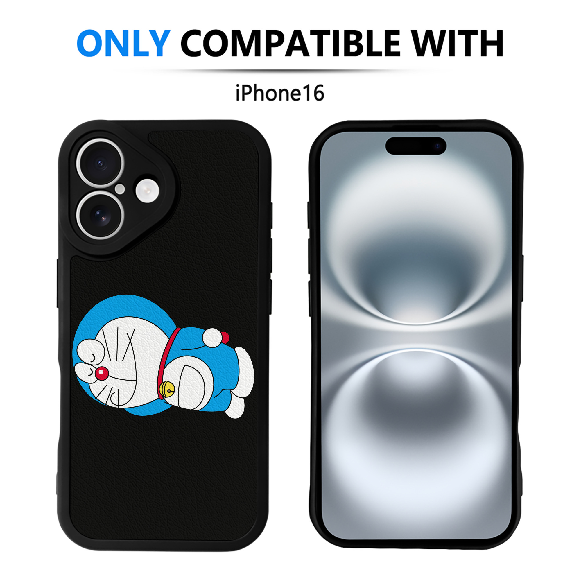 （画像用） ドラえもん Doraemon 【iPhone 16シリーズ対応】シリコンスマホケース（レザー調） 材質：シリコン